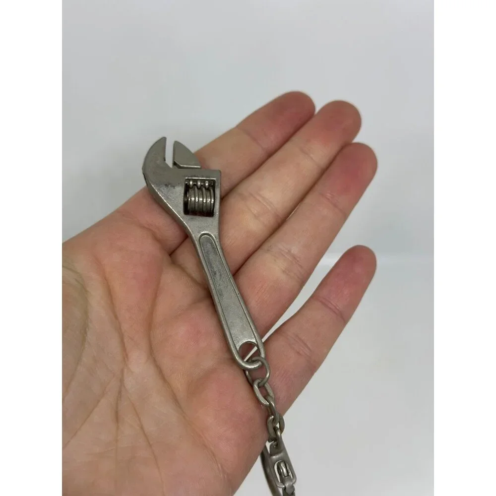VTG 90s Adjustable Miniature Wrench Keychain Metal Fob Tool Dad Gift Collectible